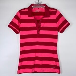 Nike Golf Pink Striped Polo Shirt Size XS